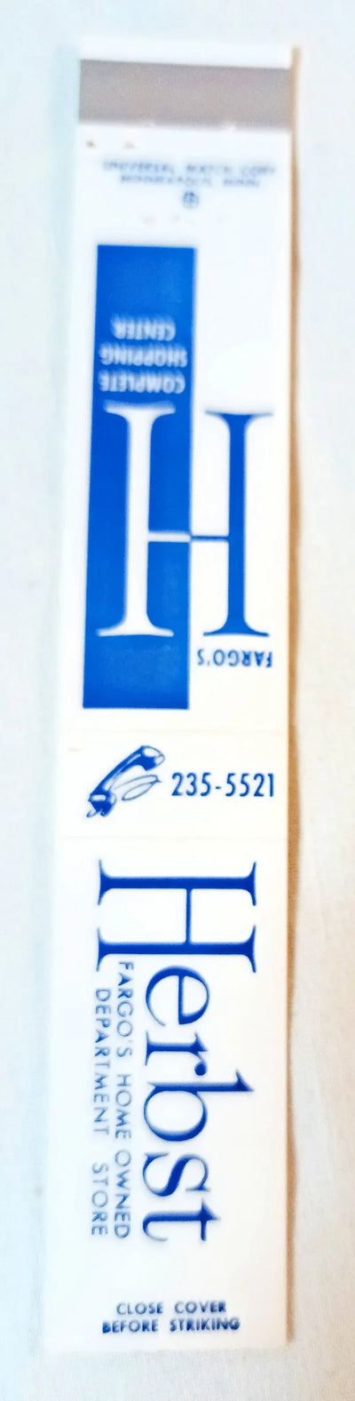 Herbst Department Store Fargo North Dakota Matchbook Cover 1960's - TulipStuff