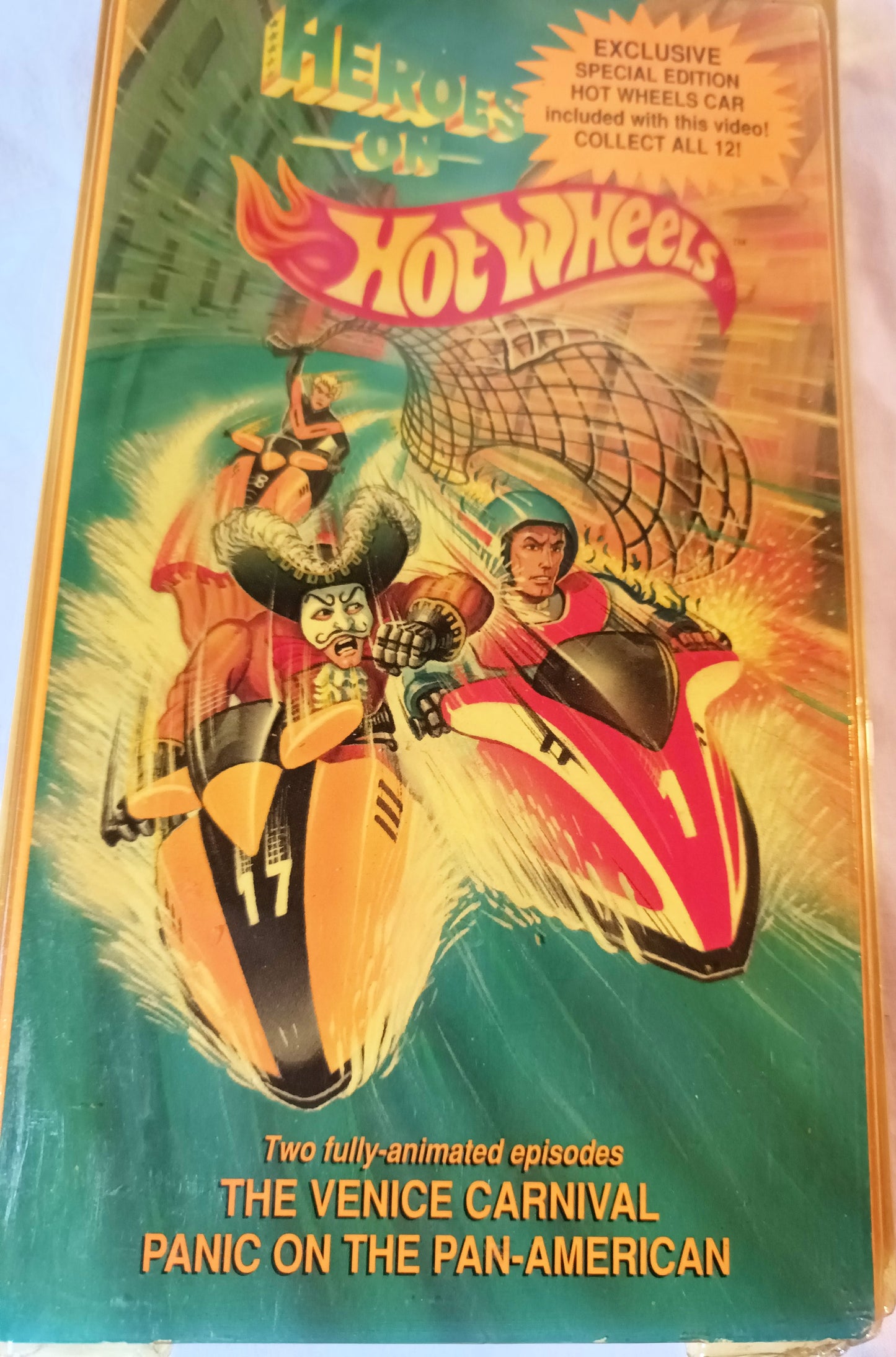 Heroes On Hot Wheels 2-Episode VHS w/ Purple VW Baja Bug Car 1991 - TulipStuff
