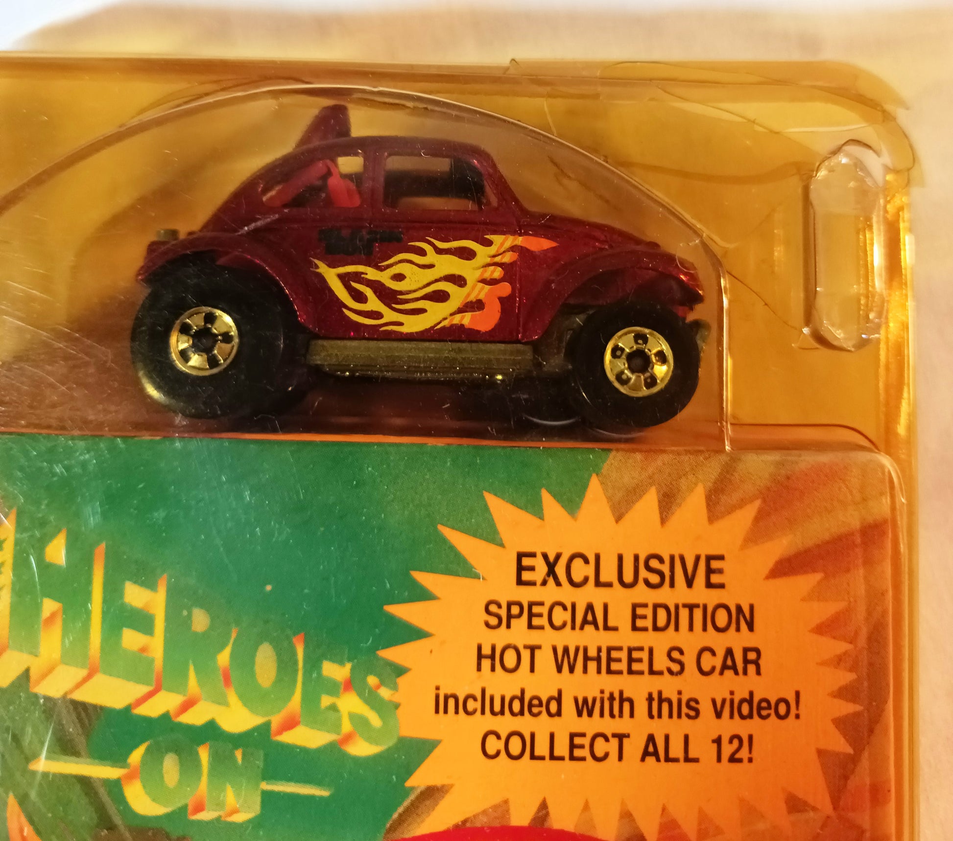Heroes On Hot Wheels 2-Episode VHS w/ Purple VW Baja Bug Car 1991 - TulipStuff