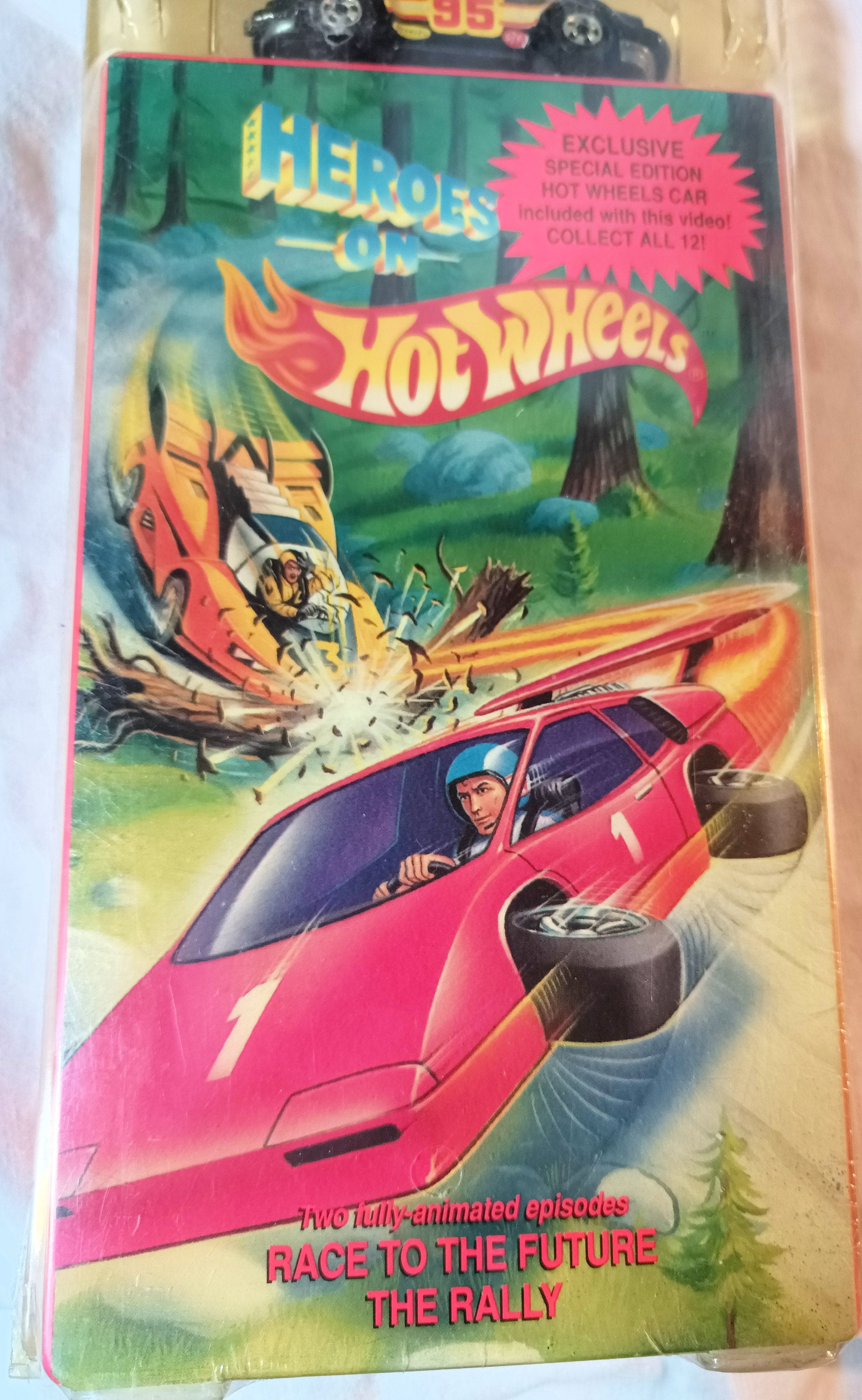 Heroes On Hot Wheels 2-Episode VHS with Porsche P-911 Car 1991 - TulipStuff