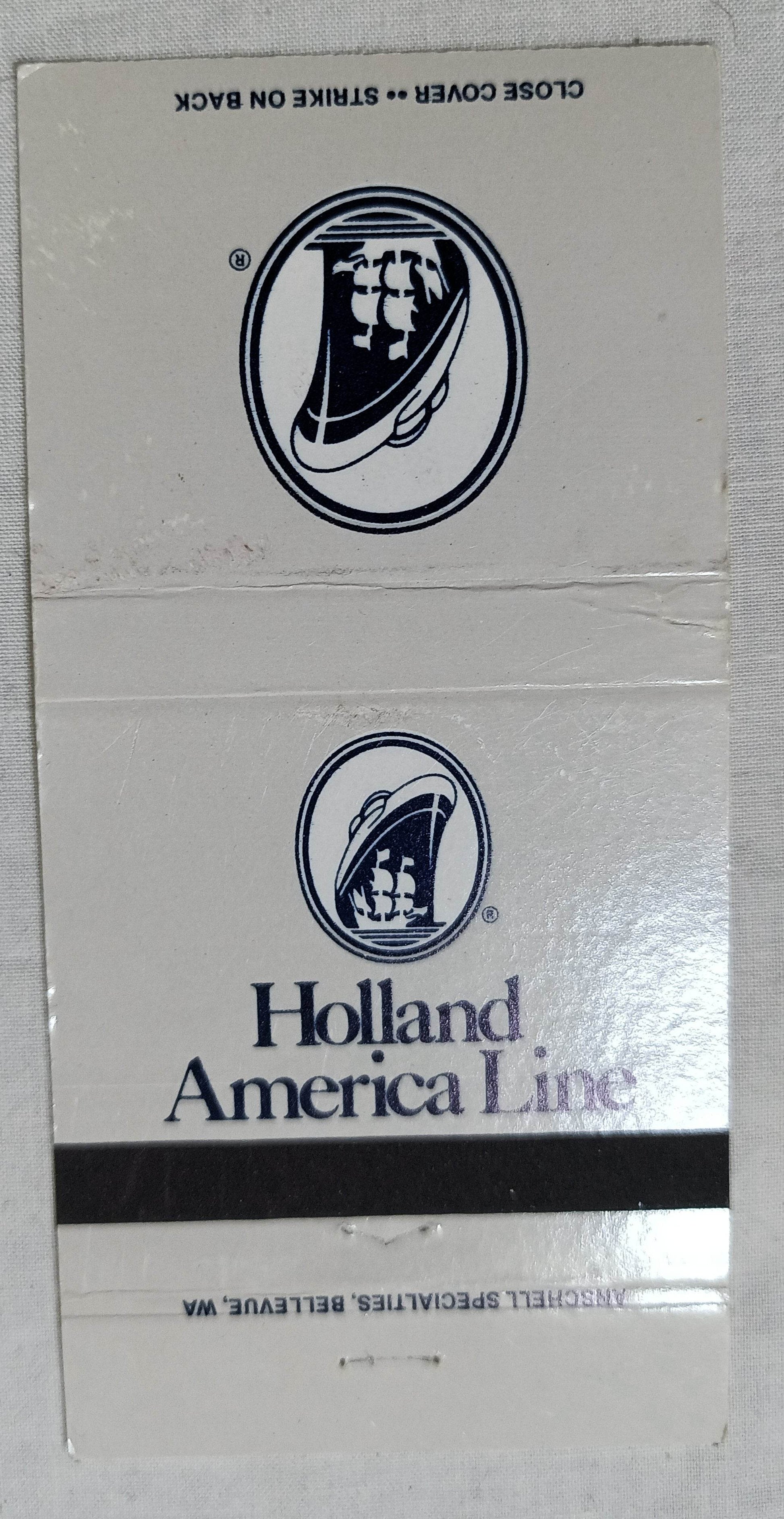 Holland America Line Cruise Ships 30-Strike Matchbook Cover 1980's - TulipStuff