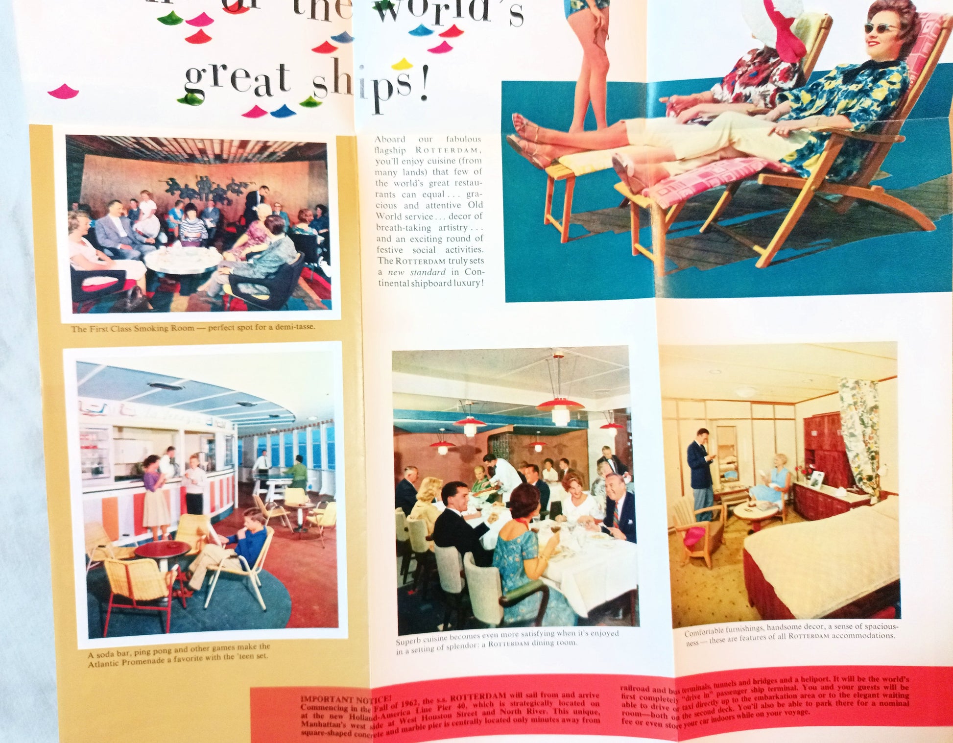 Holland America Line ss Rotterdam Cruise Ship Brochure 1962 - TulipStuff