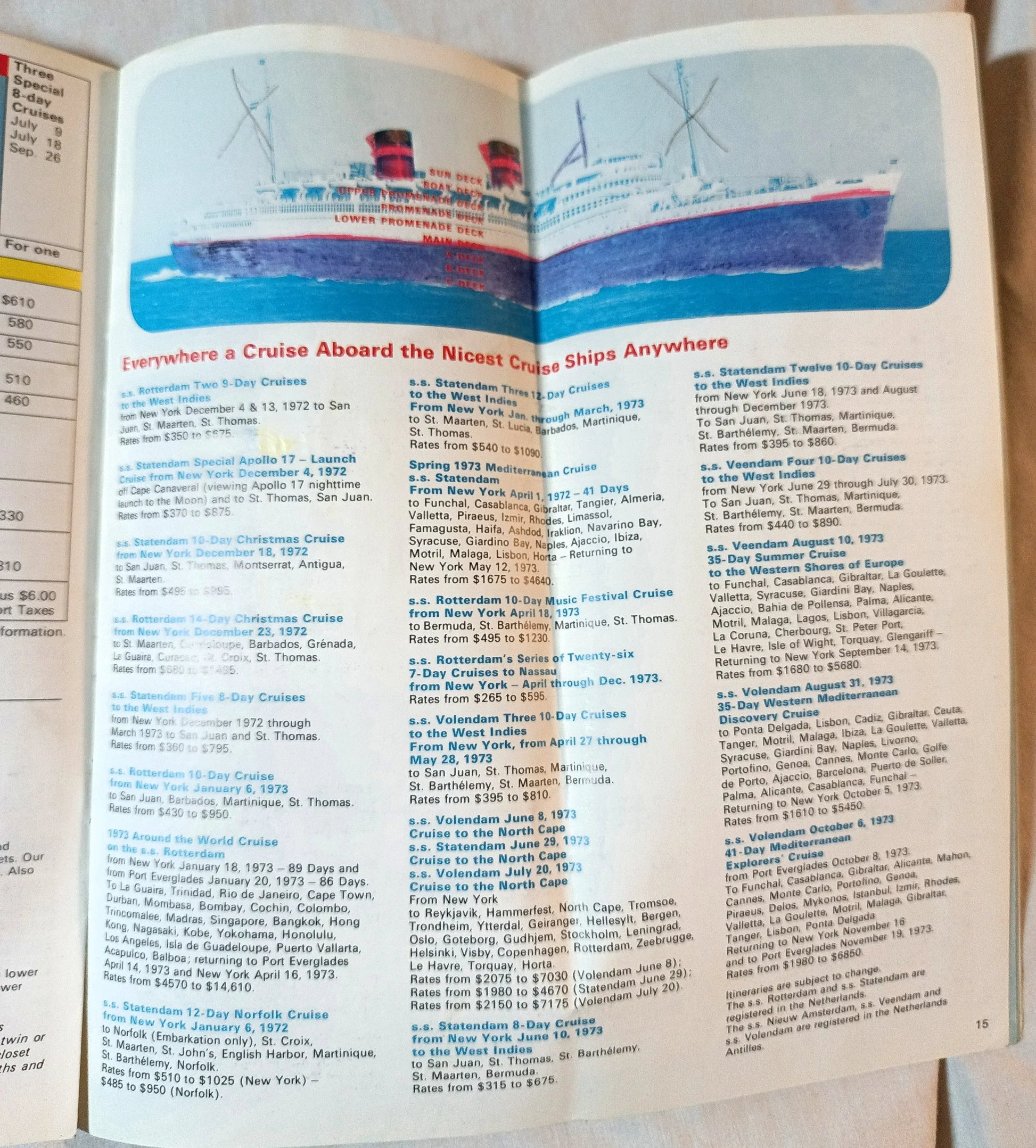 Holland America ss Nieuw Amsterdam 1972-73 West Indies Cruises Brochure - TulipStuff