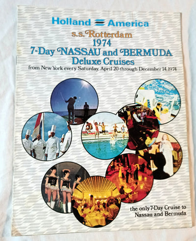Holland America Cruises ss Rotterdam 1974 Nassau Bermuda Brochure - TulipStuff