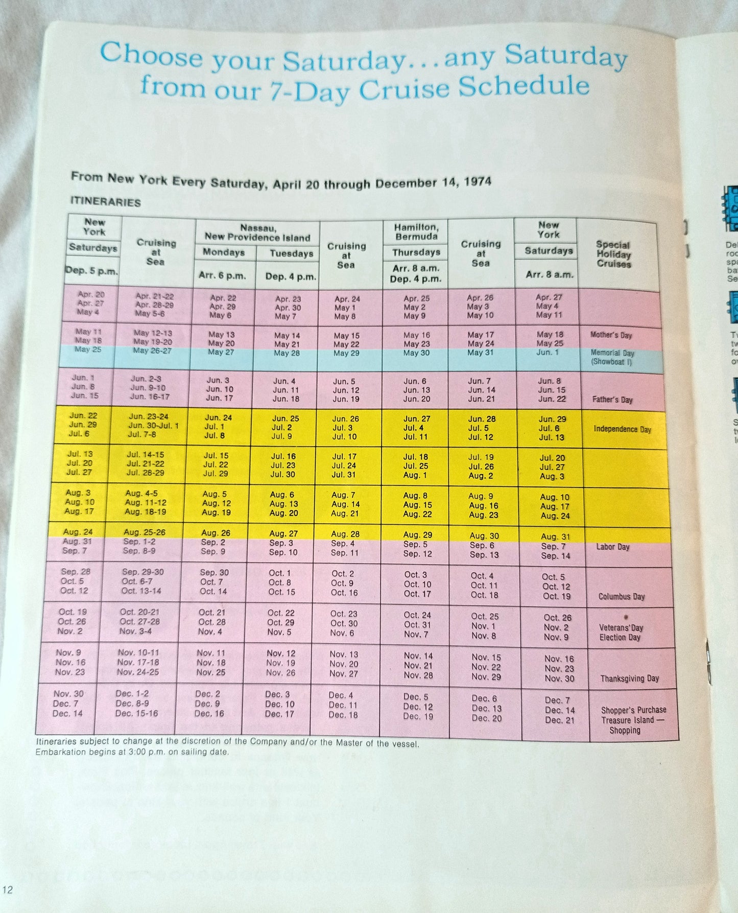 Holland America Cruises ss Rotterdam 1974 Nassau Bermuda Brochure - TulipStuff