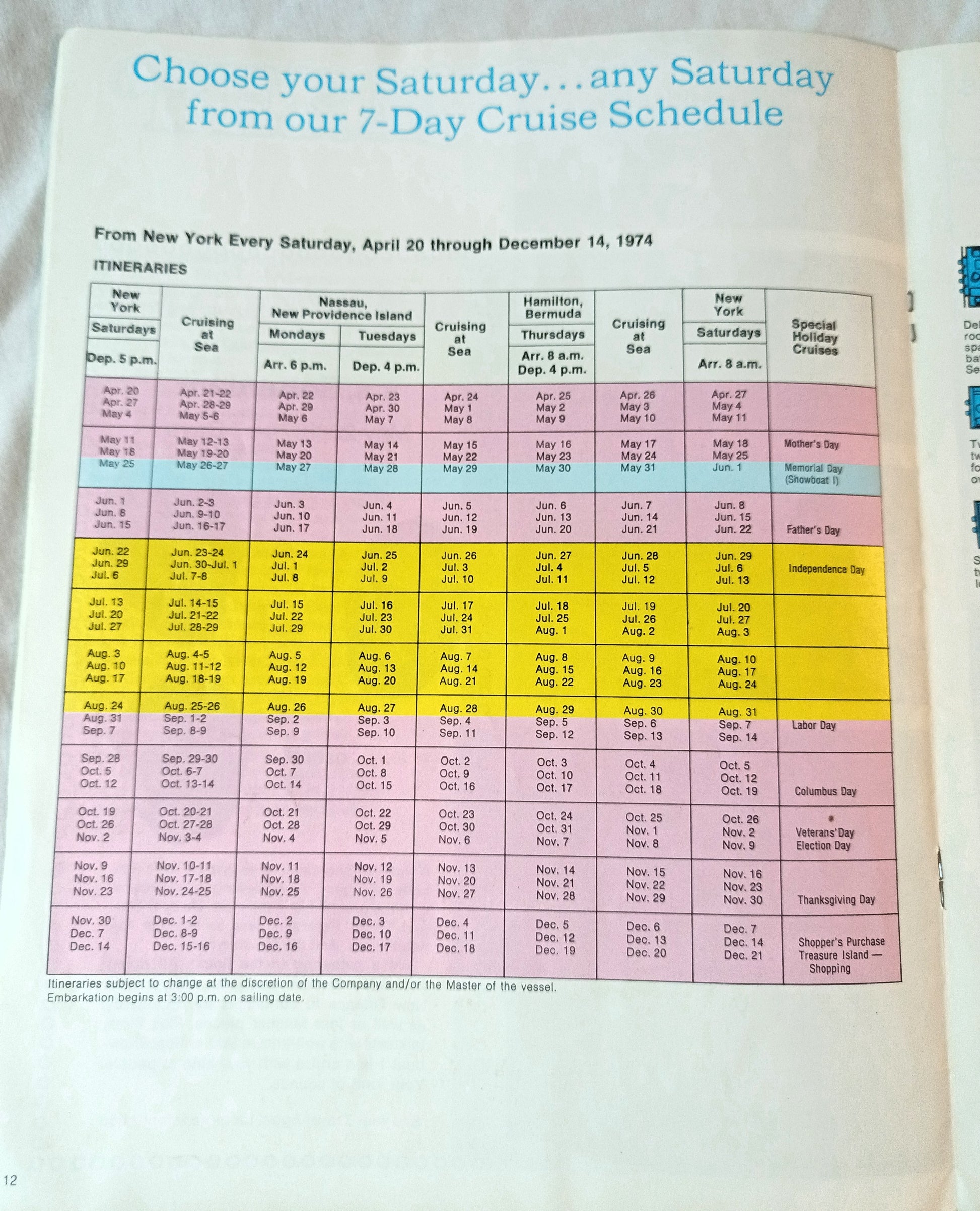 Holland America Cruises ss Rotterdam 1974 Nassau Bermuda Brochure - TulipStuff