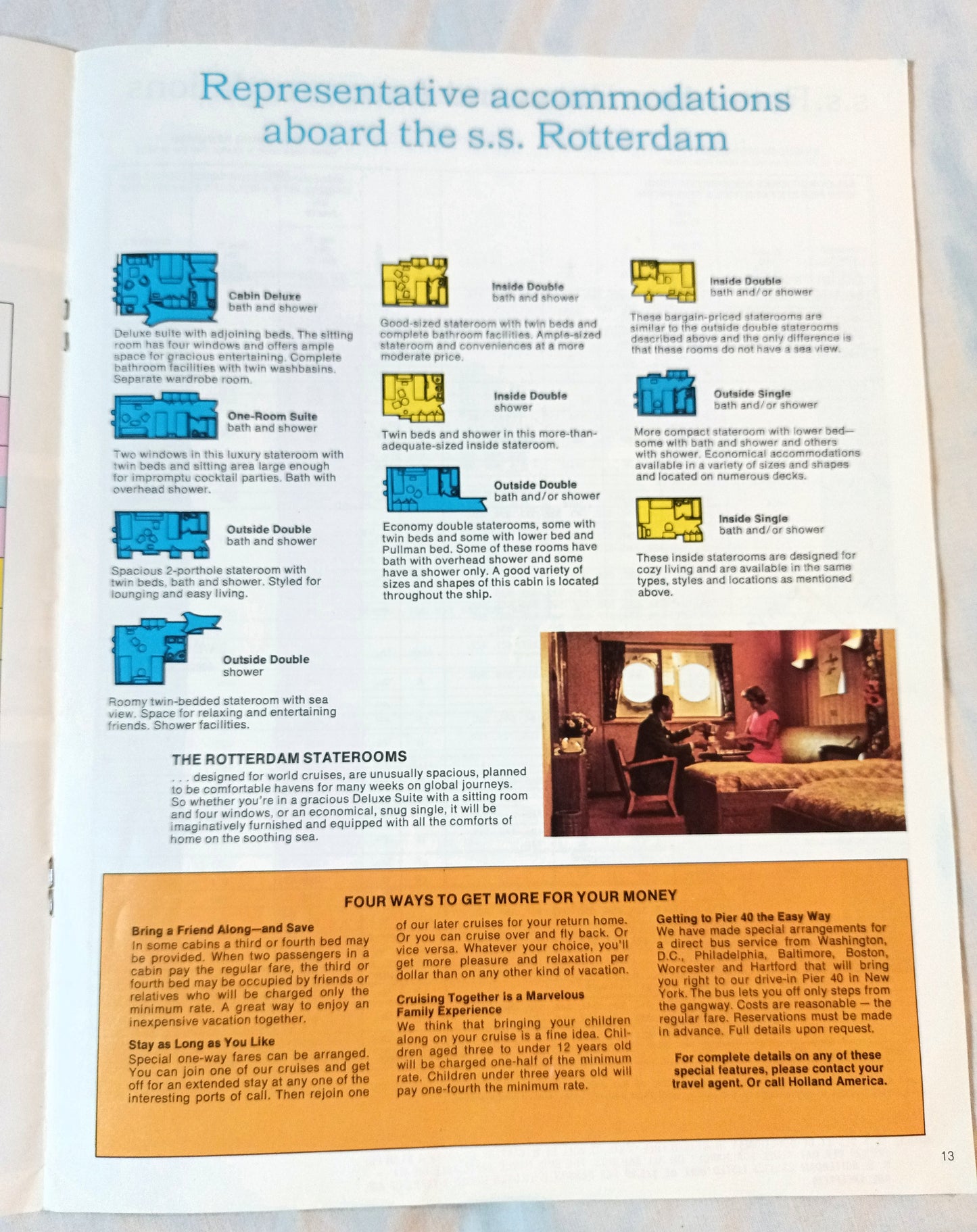 Holland America Cruises ss Rotterdam 1974 Nassau Bermuda Brochure - TulipStuff