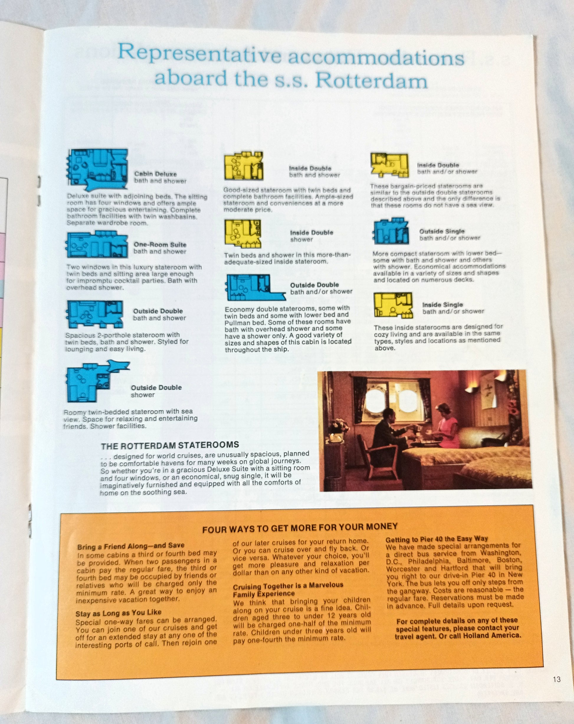Holland America Cruises ss Rotterdam 1974 Nassau Bermuda Brochure - TulipStuff