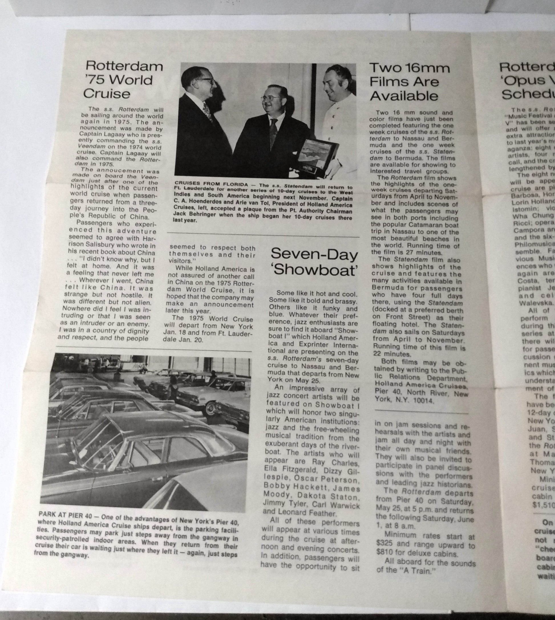 Holland America Cruises Mariner News Newsletter Issue No. 1 March 1974 - TulipStuff