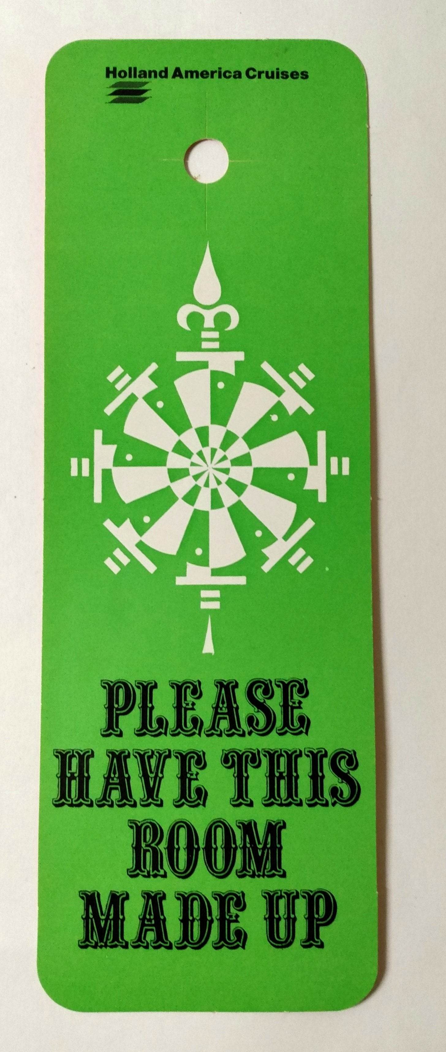 Holland America Cruises 1970's Door Sign Do Not Distrub / Room Service - TulipStuff