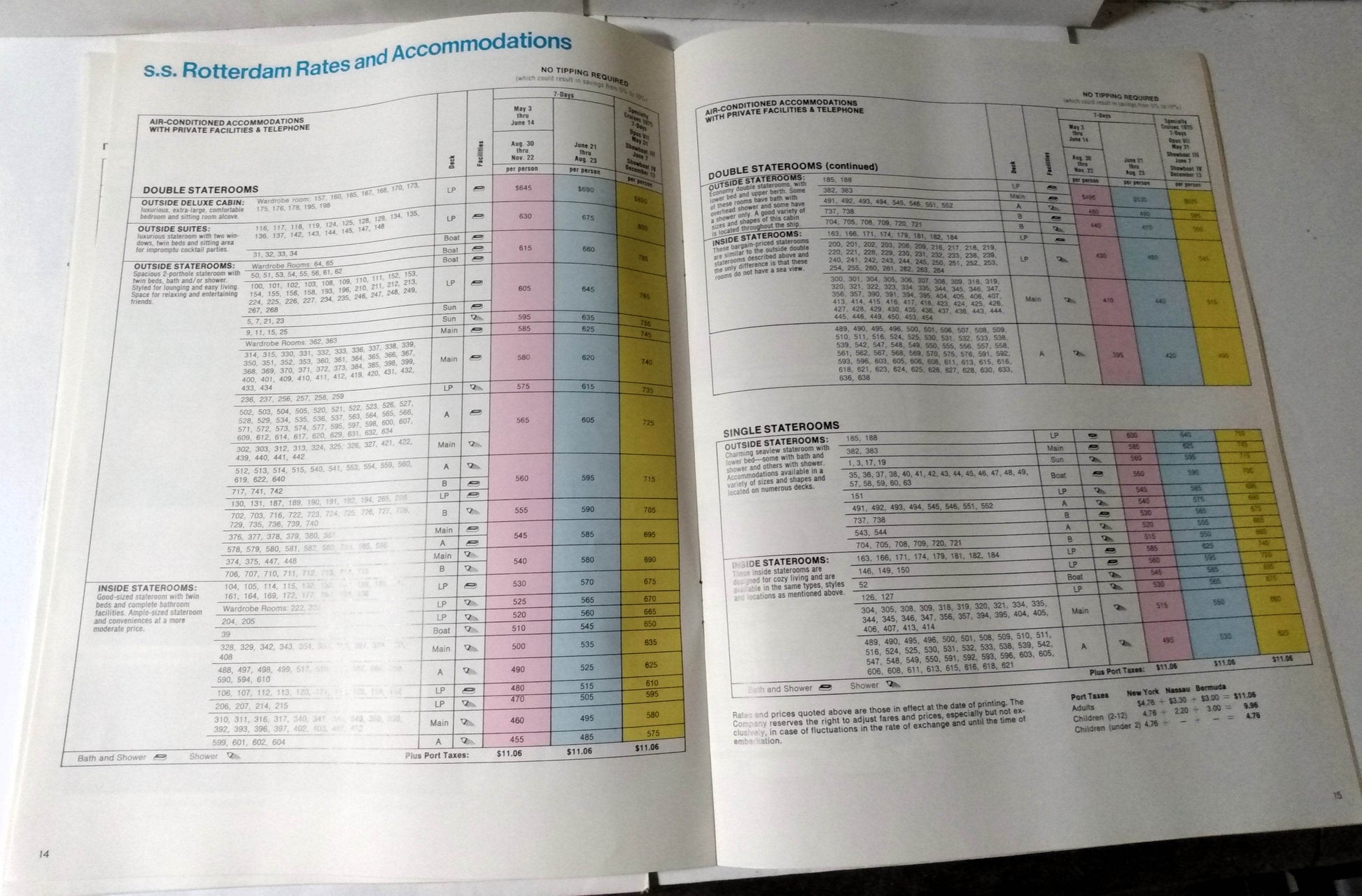 Holland America Cruises ss Rotterdam 1975 Nassau Bermuda Brochure - TulipStuff