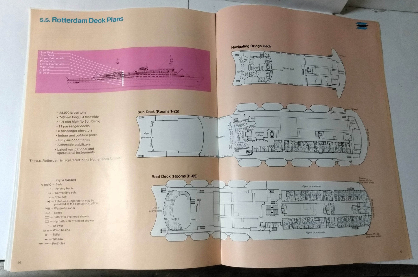 Holland America Cruises ss Rotterdam 1975 Nassau Bermuda Brochure - TulipStuff