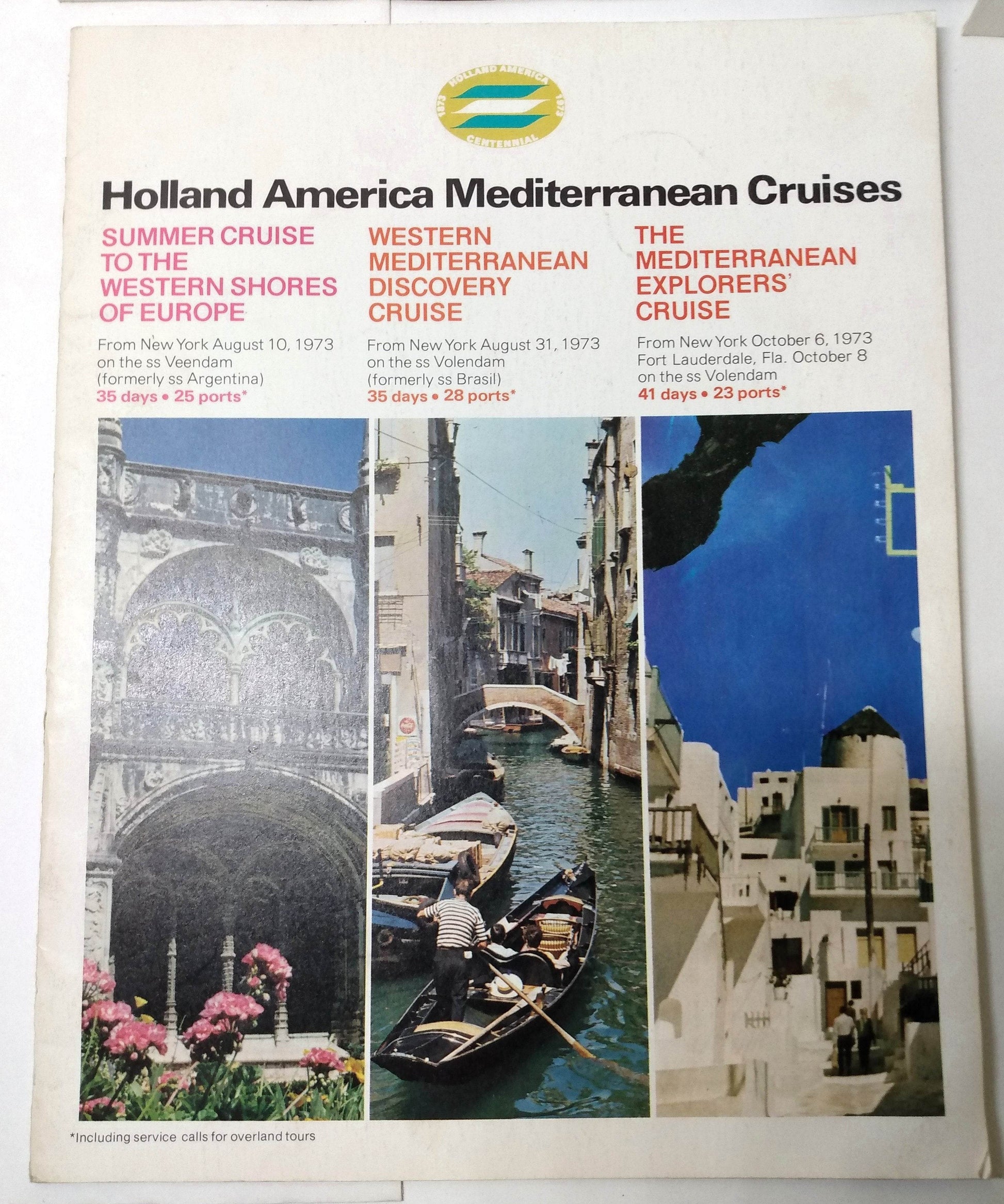 Holland America Veendam Volendam 1973 Mediterranean Cruises Brochure - TulipStuff