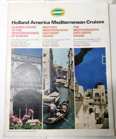 Holland America Veendam Volendam 1973 Mediterranean Cruises Brochure - TulipStuff