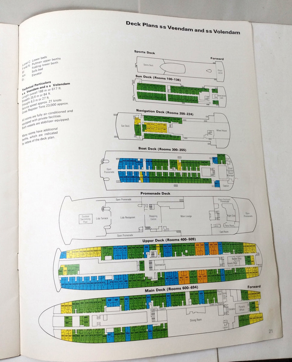 Holland America Veendam Volendam 1973 Mediterranean Cruises Brochure ...