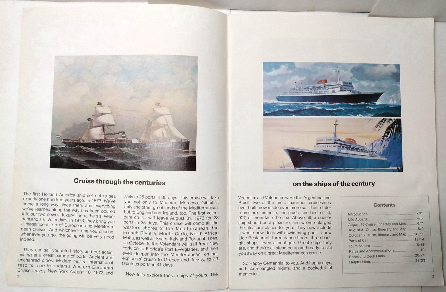 Holland America Veendam Volendam 1973 Mediterranean Cruises Brochure - TulipStuff