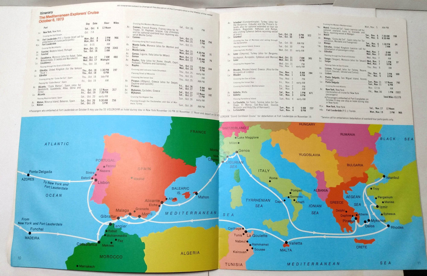 Holland America Veendam Volendam 1973 Mediterranean Cruises Brochure - TulipStuff