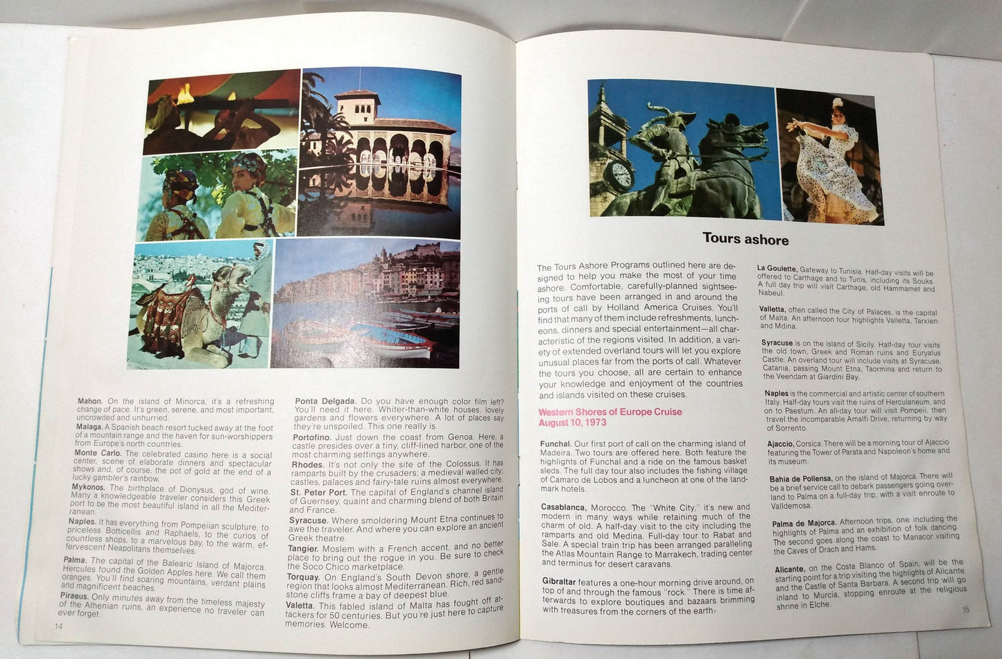 Holland America Veendam Volendam 1973 Mediterranean Cruises Brochure - TulipStuff