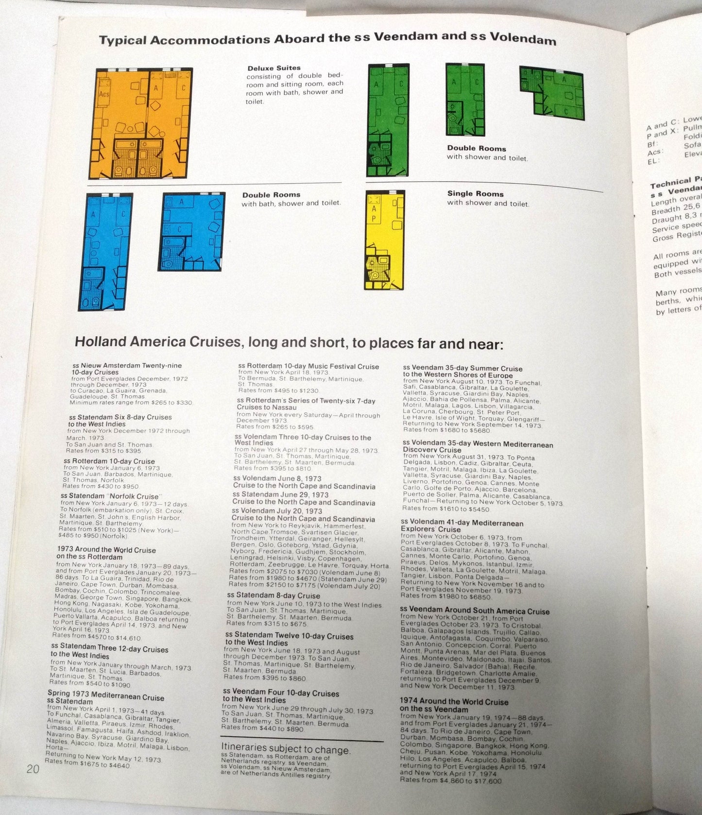 Holland America Veendam Volendam 1973 Mediterranean Cruises Brochure - TulipStuff