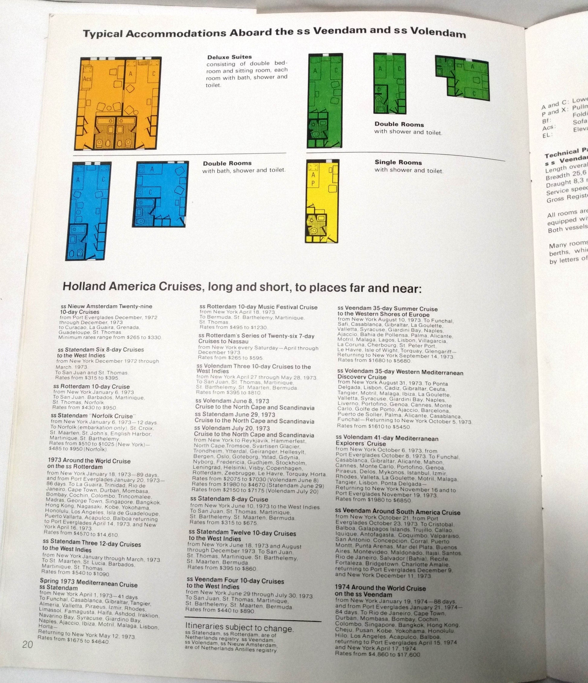 Holland America Veendam Volendam 1973 Mediterranean Cruises Brochure - TulipStuff