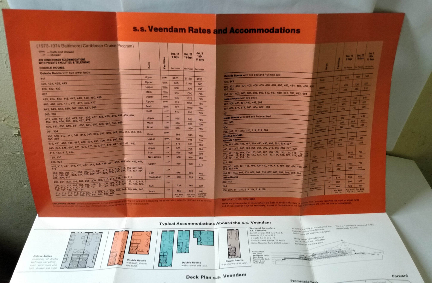Holland America ss Veendam 1973-74 Baltimore Cruises Intro Brochure - TulipStuff