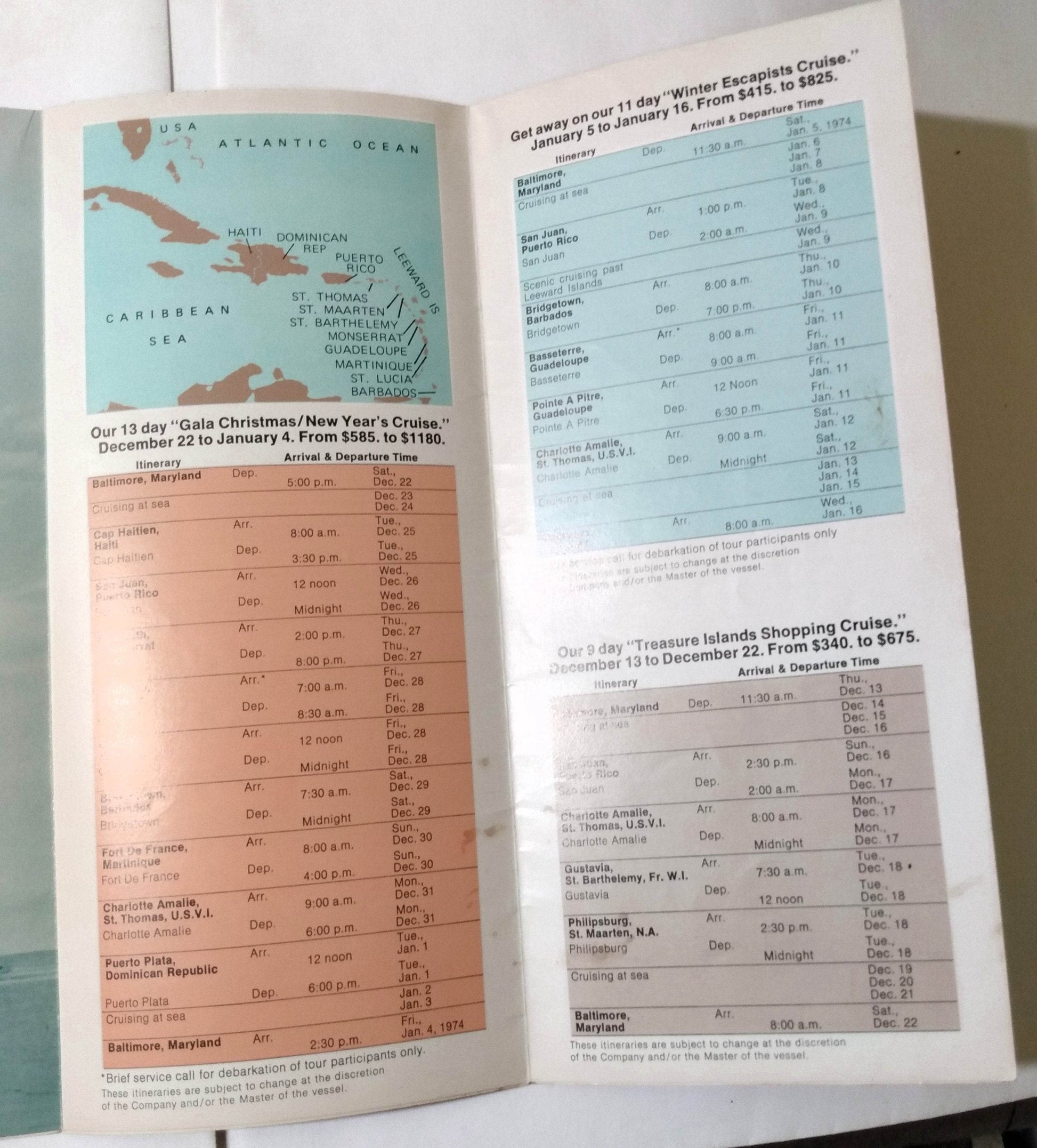 Holland America ss Veendam 1973-74 Baltimore Cruises Intro Brochure - TulipStuff