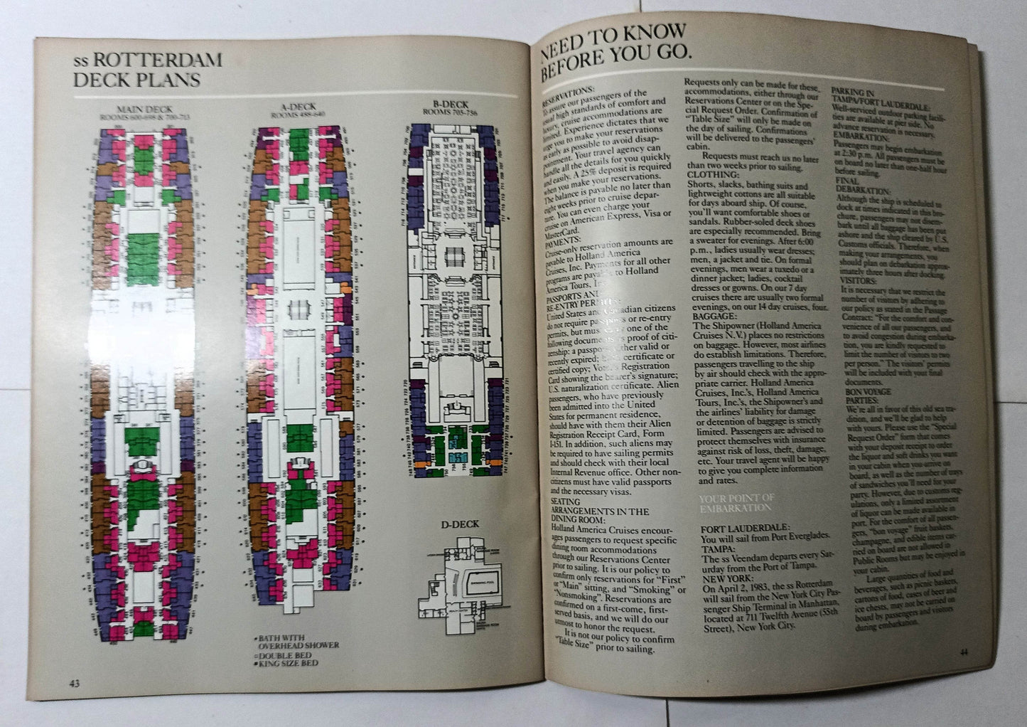 Holland America Rotterdam Veendam Volendam 1983 Caribbean Brochure - TulipStuff