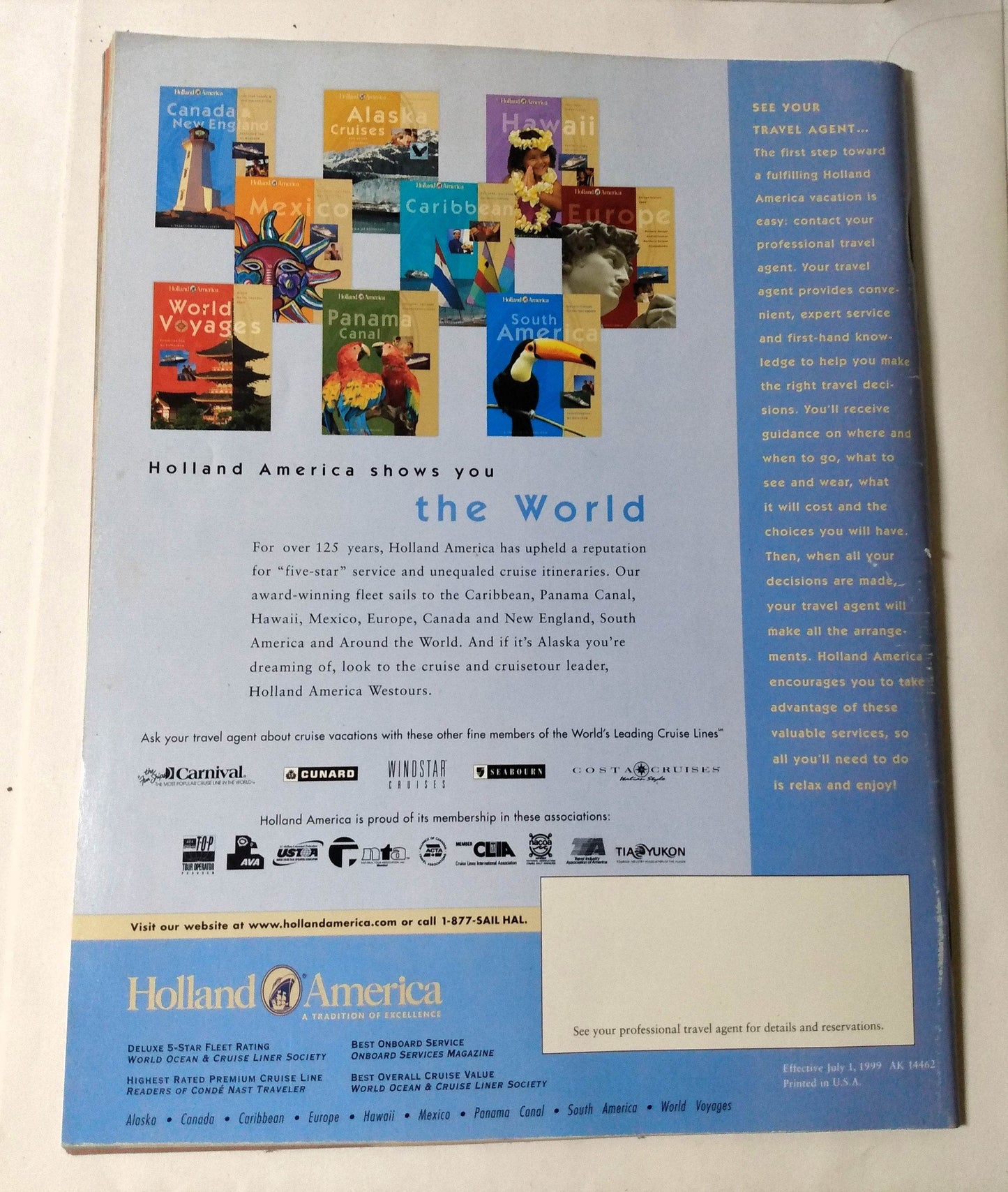 Holland America Cruises And CruiseTours 2000 Alaska Brochure - TulipStuff