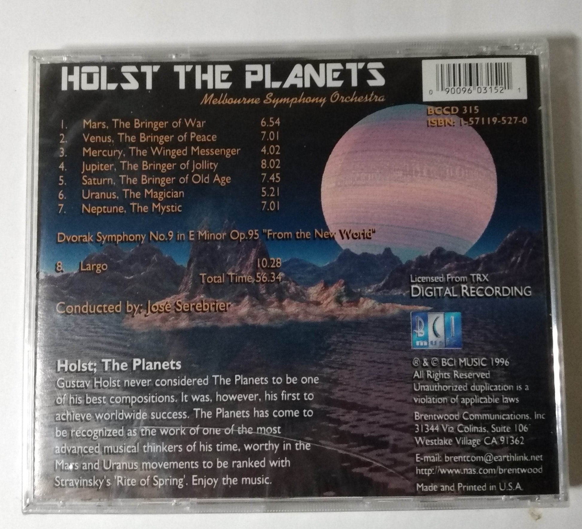 Gustav Holst The Planets Melbourne Symphony Orchestra Serebrier Album CD 1996 - TulipStuff
