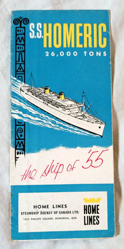 Home Lines ss Homeric Brochure Canada 1955 ex-Mariposa - TulipStuff