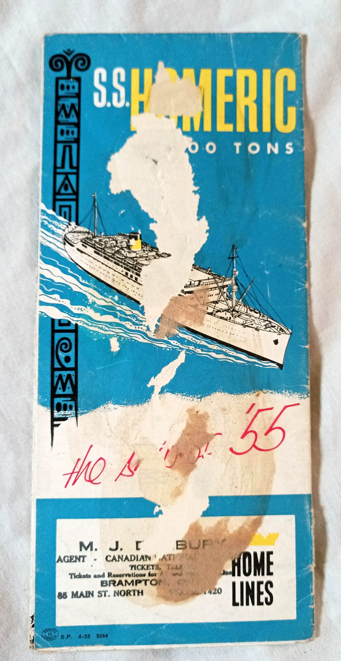 Home Lines ss Homeric Brochure Canada 1955 ex-Mariposa - TulipStuff