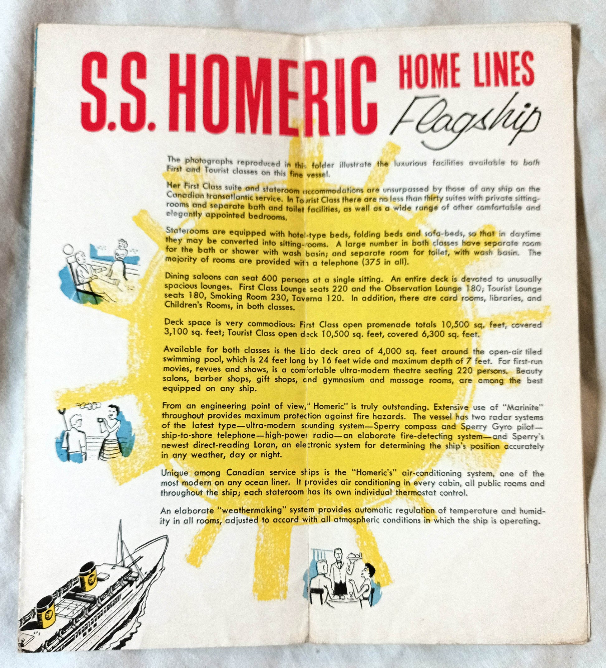 Home Lines ss Homeric Brochure Canada 1955 ex-Mariposa - TulipStuff