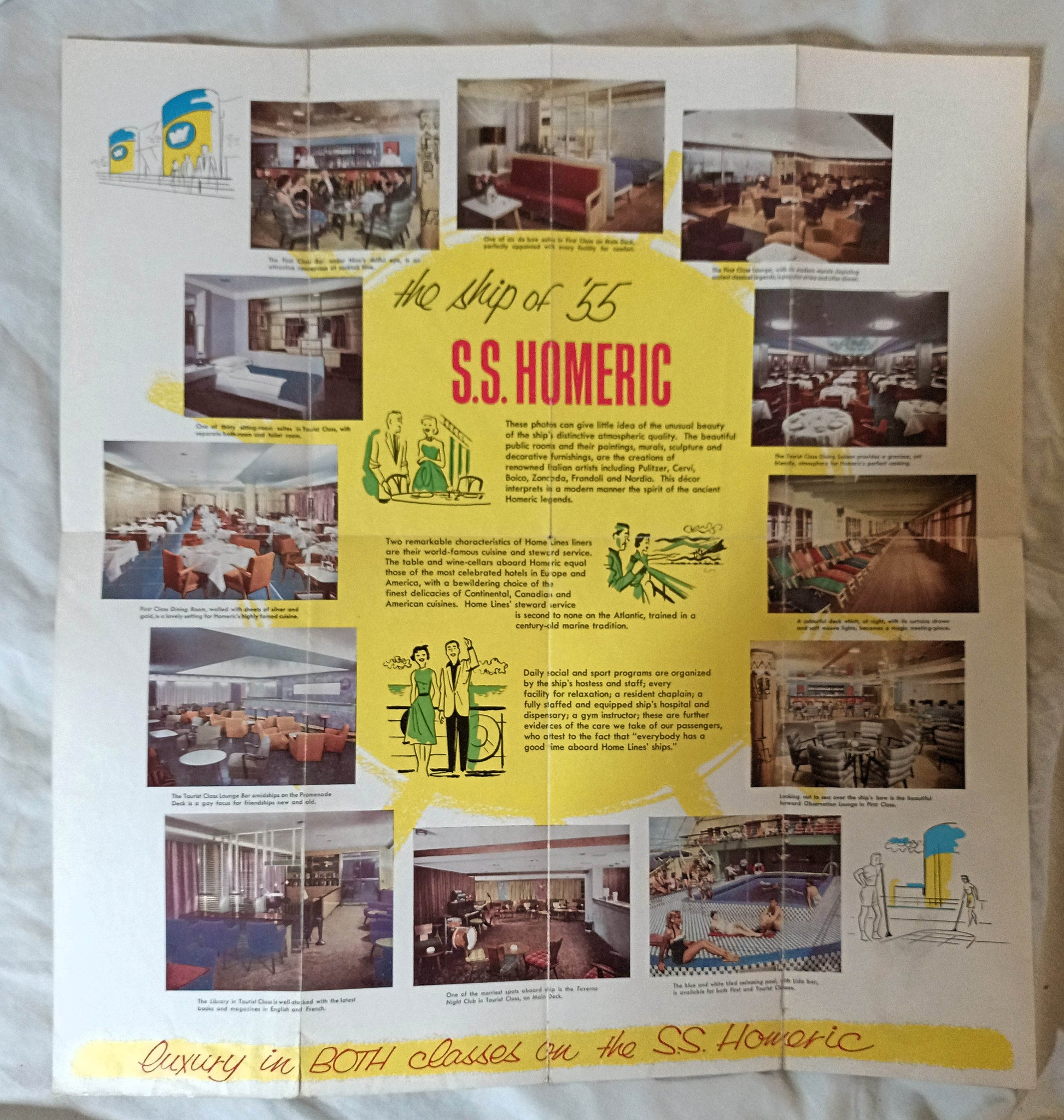 Home Lines ss Homeric Brochure Canada 1955 ex-Mariposa - TulipStuff