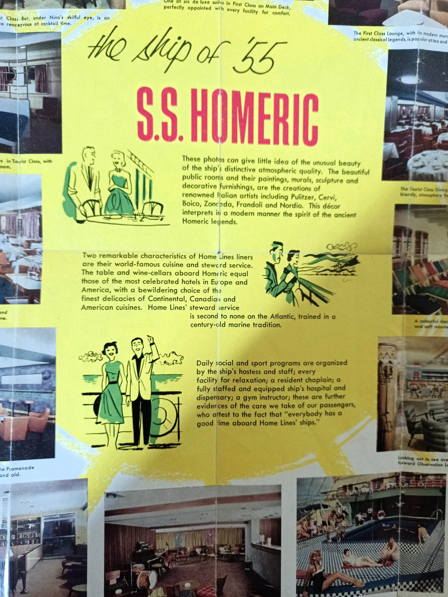 Home Lines ss Homeric Brochure Canada 1955 ex-Mariposa - TulipStuff