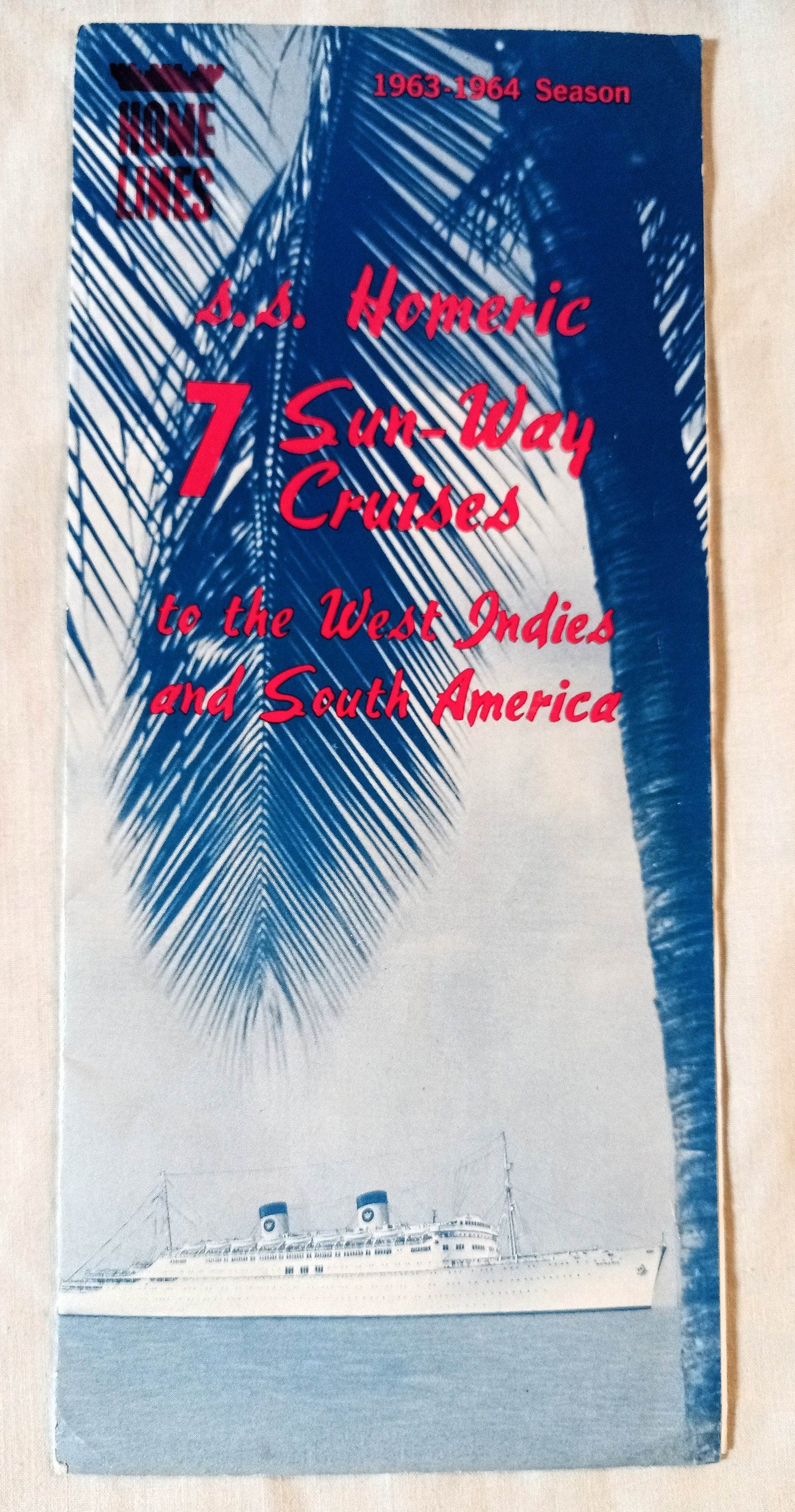Home Lines ss Homeric 1963-64 Sun-Way West Indies Cruises Brochure - TulipStuff