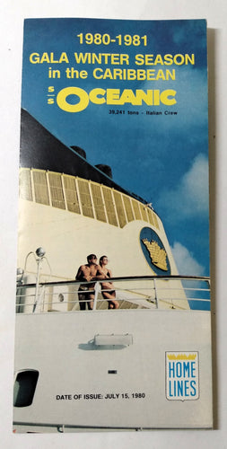 Home Lines ss Oceanic Winter 1980-81 Caribbean Cruises Brochure - TulipStuff