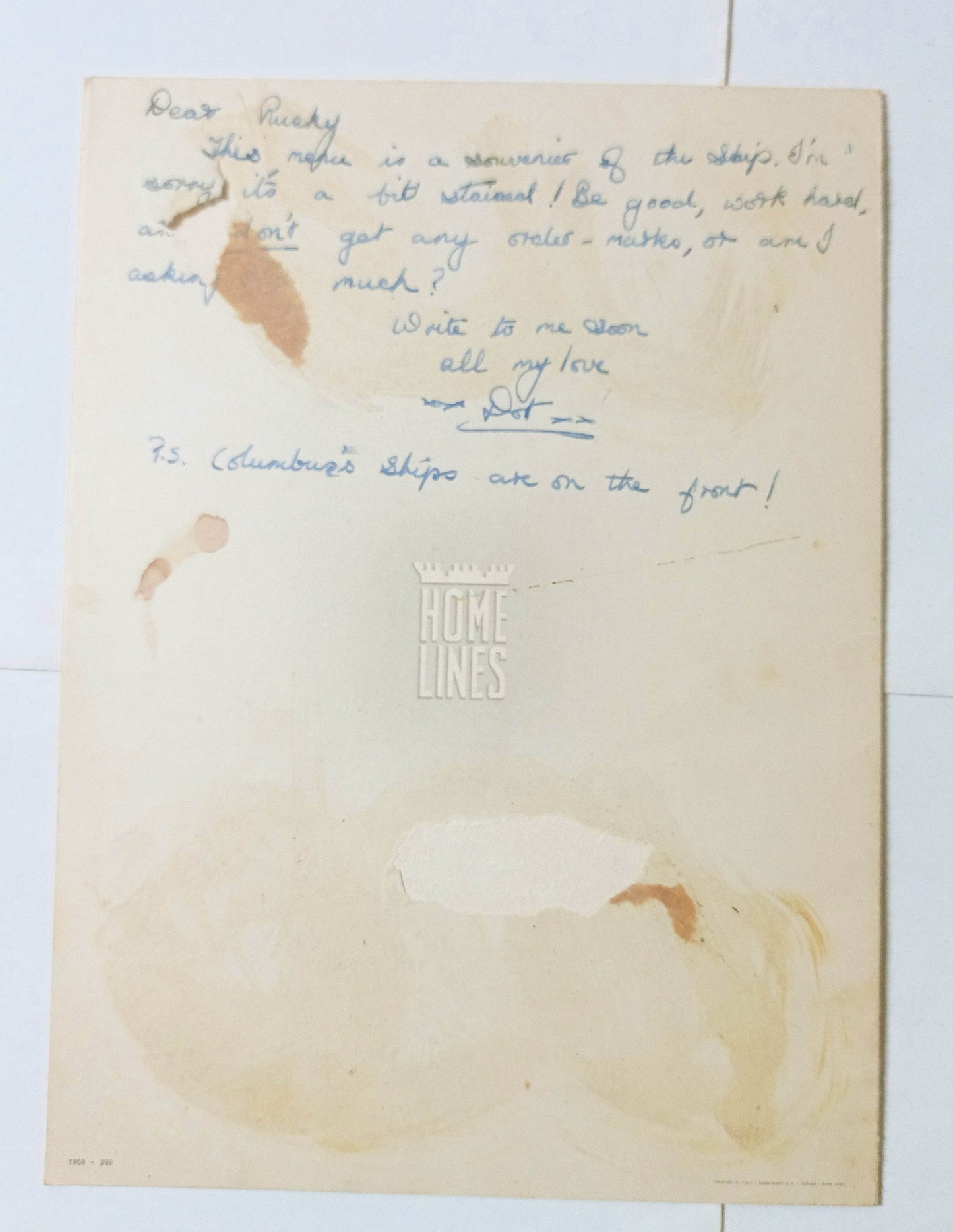 Home Lines ss Atlantic Luncheon Menu June 10 1954 ex-Matsonia - TulipStuff