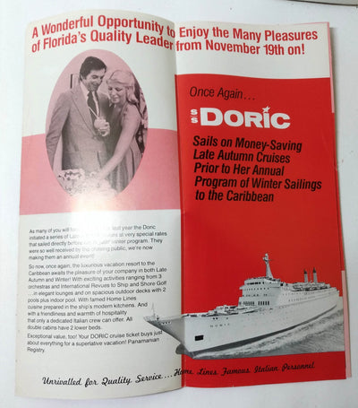 Home Lines ss Doric 1980-81 Caribbean Cruises Port Everglades Brochure - TulipStuff