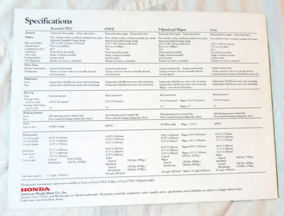 Honda 1977 US Full Line Dealer Sales Brochure Accord Civic CVCC - TulipStuff
