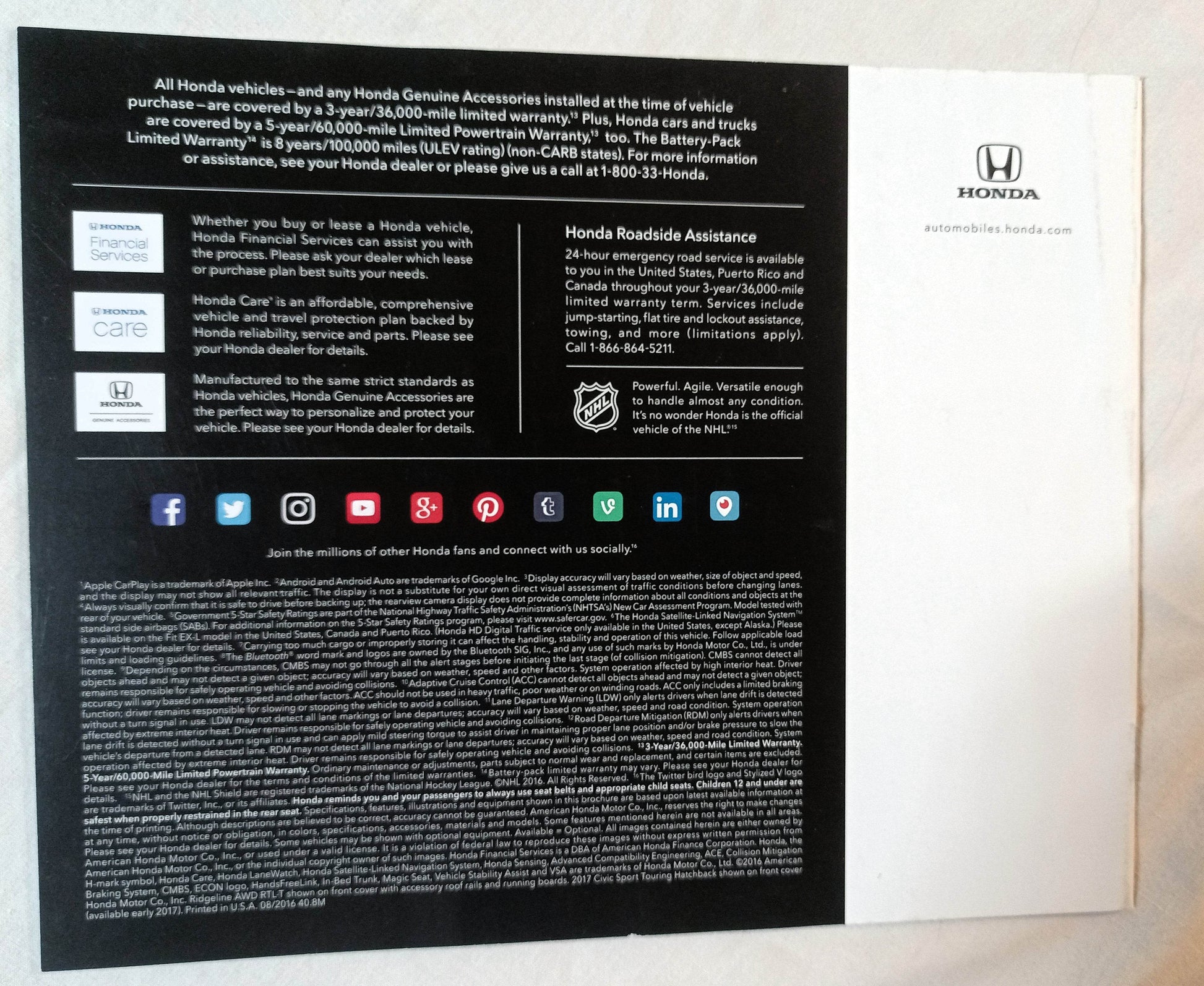 Honda 2017 US Full Line Dealer Sales Brochure Civic Accord HR-V CR-V - TulipStuff