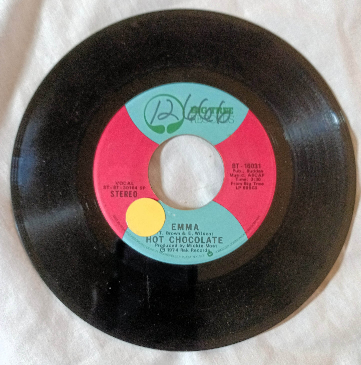 Hot Chocolate Emma / A Love Like Yours 7" Vinyl Big Tree 1974 - TulipStuff