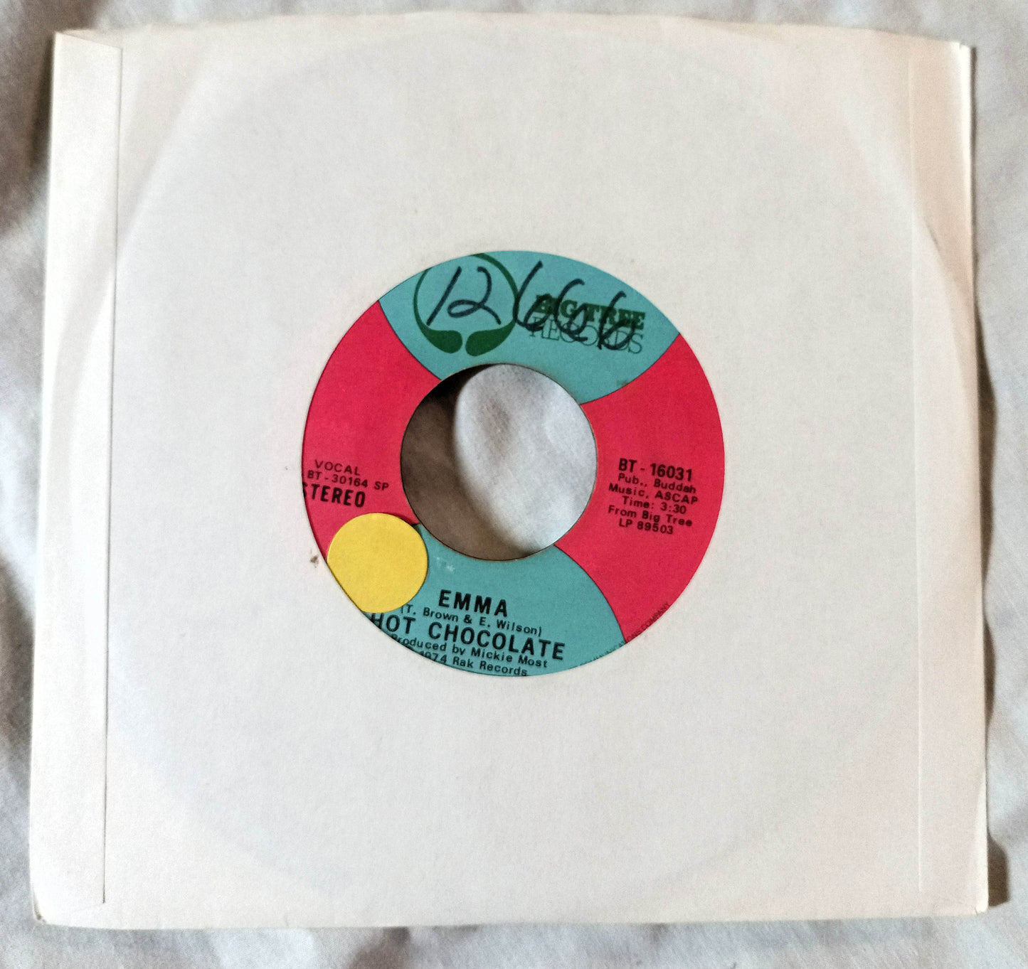 Hot Chocolate Emma / A Love Like Yours 7" Vinyl Big Tree 1974 - TulipStuff