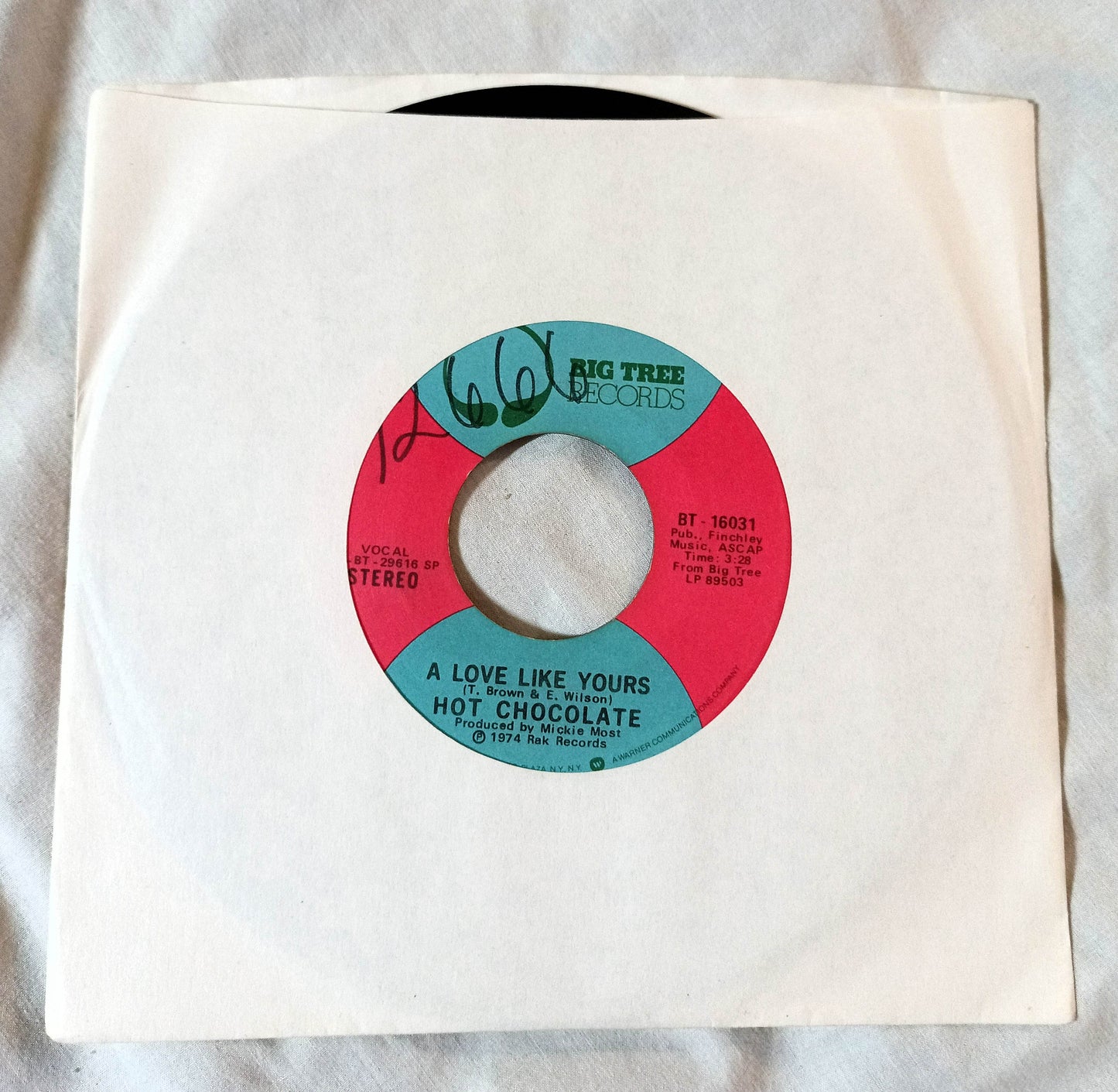 Hot Chocolate Emma / A Love Like Yours 7" Vinyl Big Tree 1974 - TulipStuff