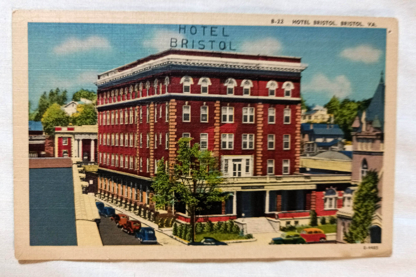 Hotel Bristol Cumberland/Moore St Bristol Virginia Linen Postcard 1940's - TulipStuff