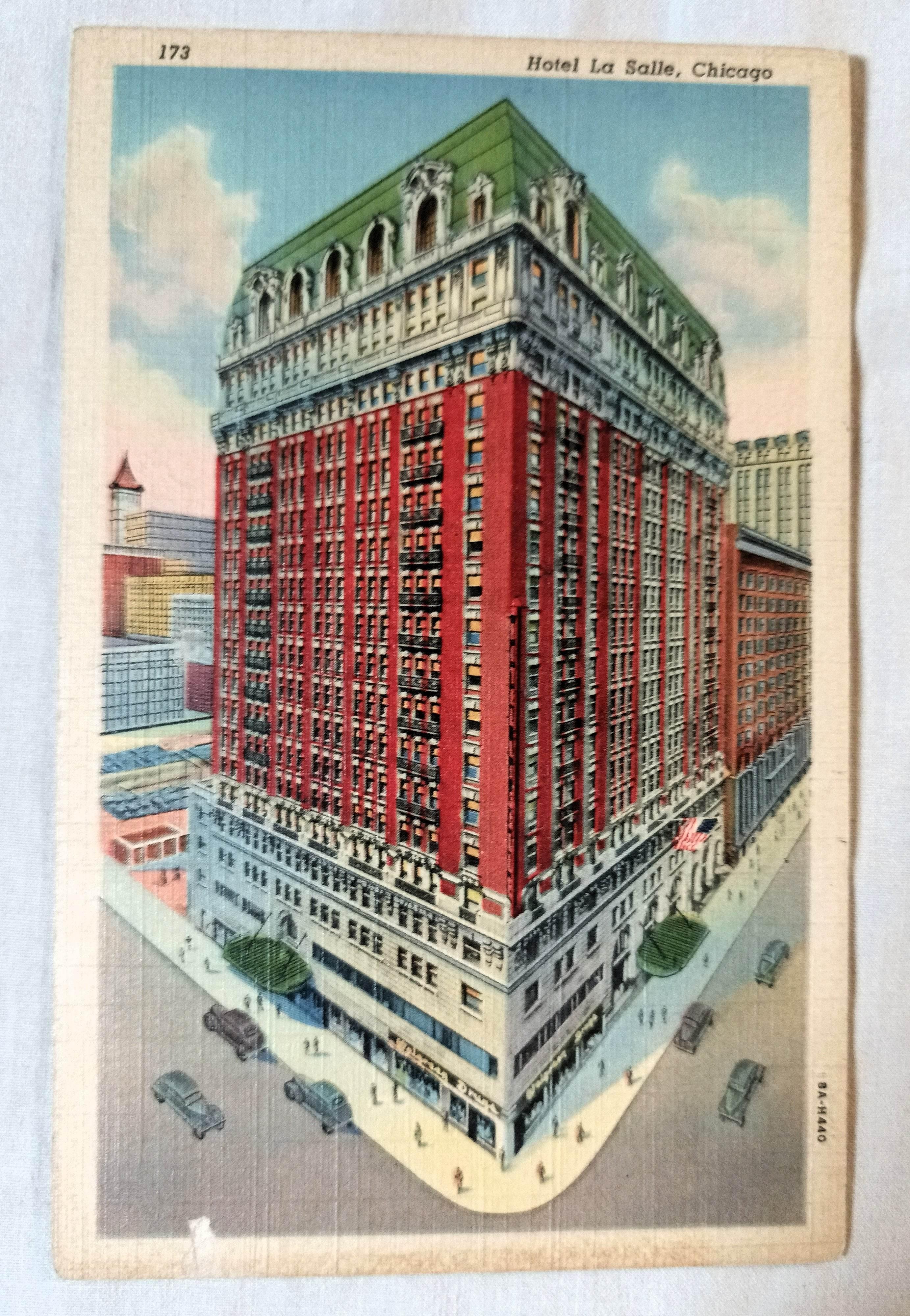 Hotel LaSalle Chicago Loop Illinois Early 1940's Linen Postcard