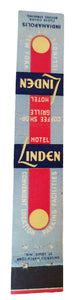 Hotel Linden N Illinois St Indianapolis Indiana Matchbook Cover 1950's - TulipStuff