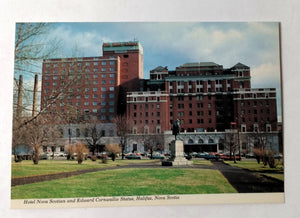 Hotel Nova Scotian and Edward Cornwallis Statue Halifax Nova Scotia 1980's - TulipStuff