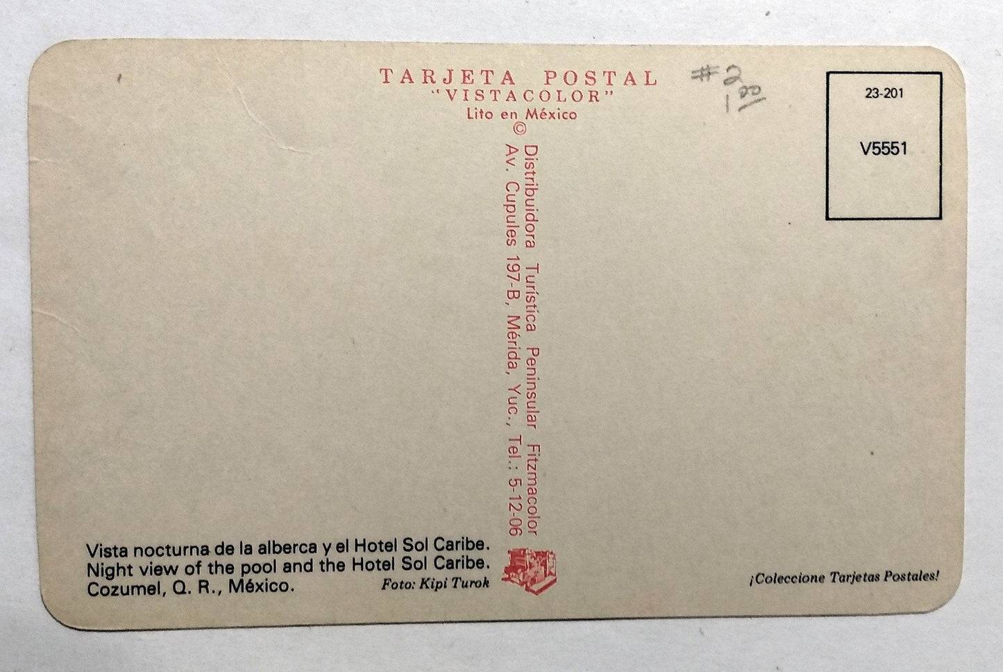 Hotel Sol Caribe Night View Of Pool Cozumel Mexico 1970's Postcard - TulipStuff