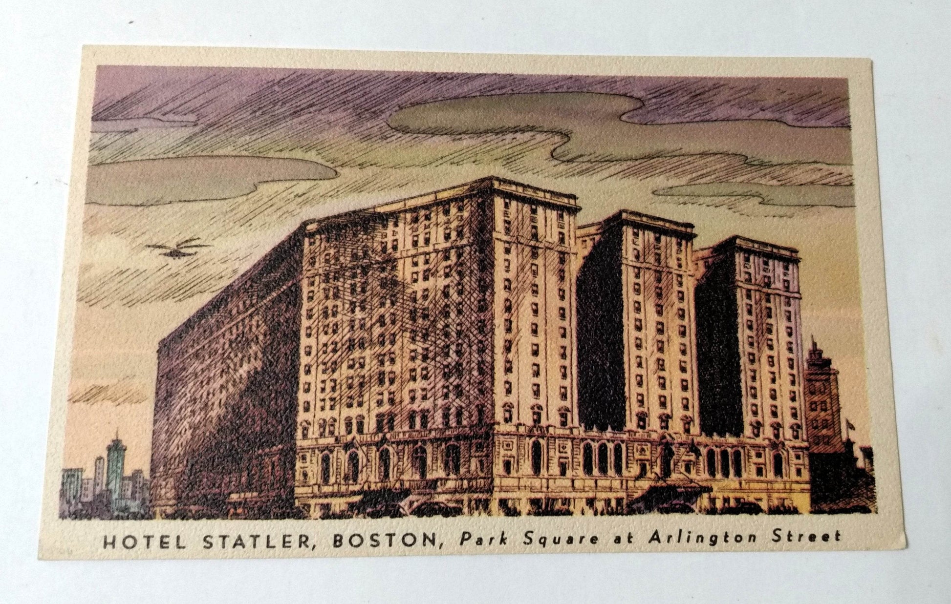 Hotel Statler Park Square Arlington St Boston Massachusetts Postcard 1930's - TulipStuff
