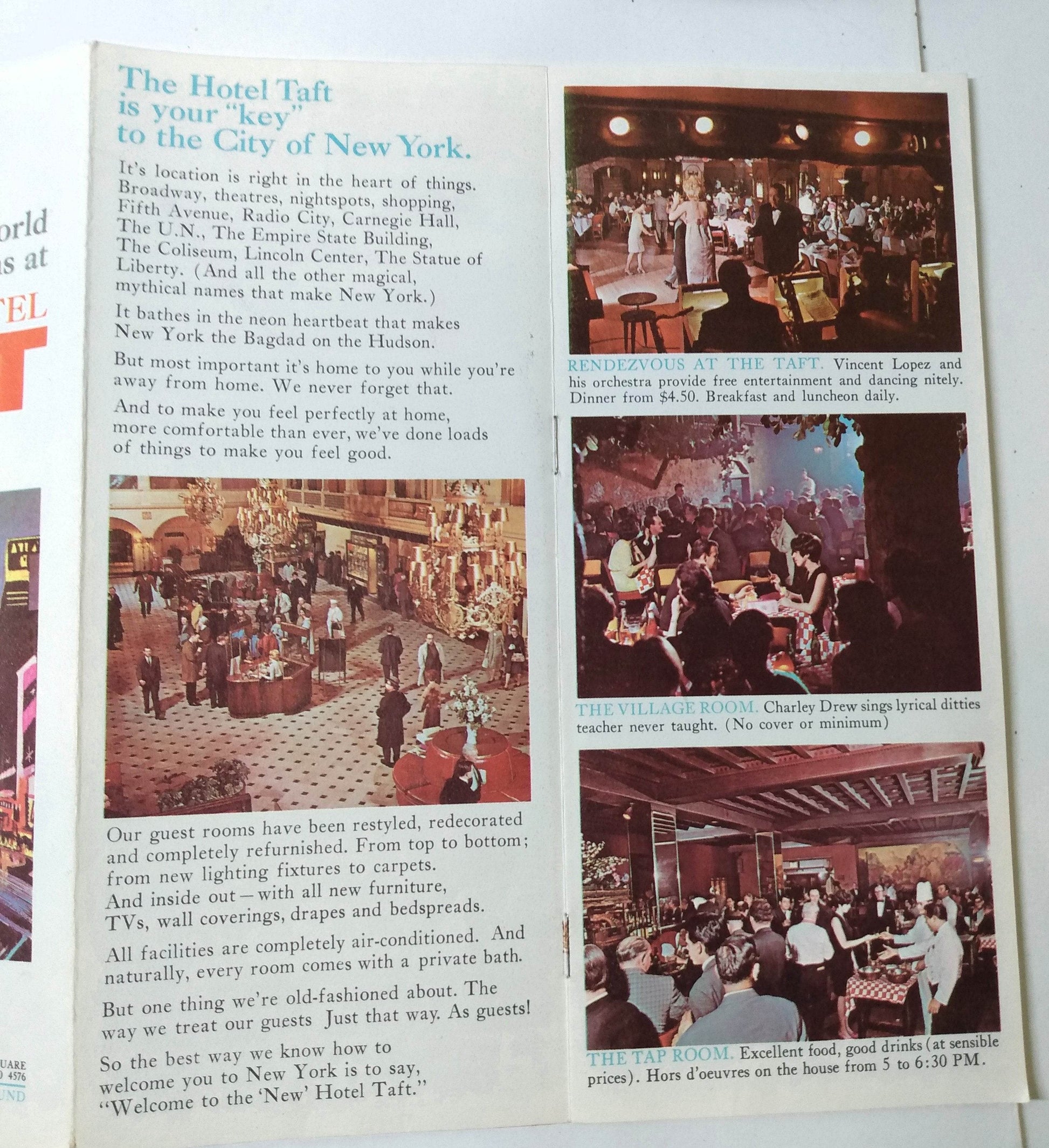 Hotel Taft Times Square 7th Ave At 50th St New York City 1966 Brochure - TulipStuff